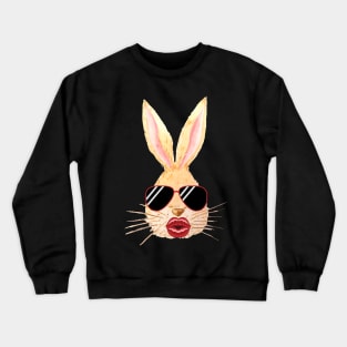 Bunny with lip filler Botox Funny rabbit Crewneck Sweatshirt